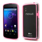 LG Google Nexus 4 Elastisches Plastik Case - transparent/pink