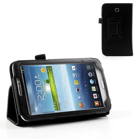 Samsung Galaxy Tab 3 7.0 Litchi-style Leder Case mit Standfunktion - schwarz