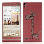Huawei Ascend P6 Vorder-und Rückseiten Sticker mit Giraffe - pink