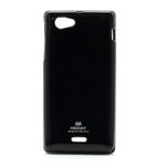 Sony Xperia J Glitzerndes, elastisches Plastik Case - schwarz