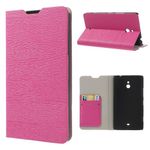 Nokia Lumia 1320 Leder Skin Case mit Holzmaserung - rosa