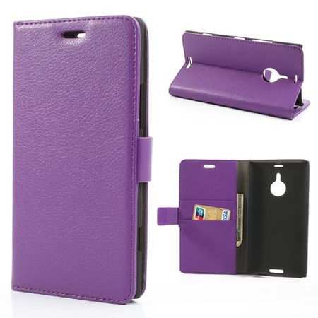 Nokia Lumia 1520 Leder Case mit Litchimuster und Standfunktion - purpur