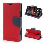 Goospery - Sony Xperia SP Hülle - Handy Bookcover - Fancy Diary Series - rot/navy