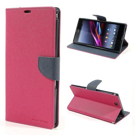 Goospery - Sony Xperia Z Ultra Hülle - Handy Bookcover - Fancy Diary Series - pink/navy
