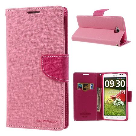 LG G Pro Lite Magnetisches Leder Case mit Standfunktion - rosa/pink