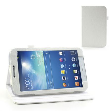 Samsung Galaxy Tab 3 8.0 Magnetisches Leder Case mit Litchimuster - weiss