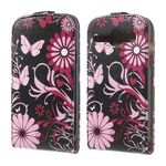 Samsung Galaxy Core Leder Case mit Schmetterlingen und Blumen