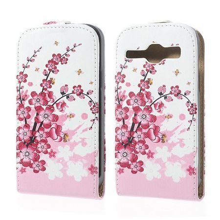 Samsung Galaxy Core Leder Case mit pinken Blüten