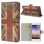 Huawei Ascend P7 Leder Case mit Union Jack Flagge retro-style