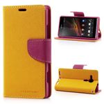 Goospery - Sony Xperia SP Hülle - Handy Bookcover - Fancy Diary Series - gelb/pink