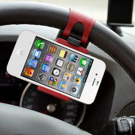 Autohalterung für das Steuerrad (Smartphone Breite 54-76mm) - rot/schwarz