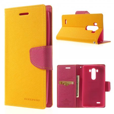 Goospery - LG G3 Hülle - Handy Bookcover - Fancy Diary Series - gelb/pink