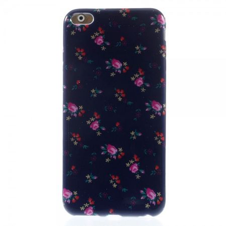 iPhone 6 Plus/6S Plus Elastisches Plastik Case mit kleinen Rosen - schwarz