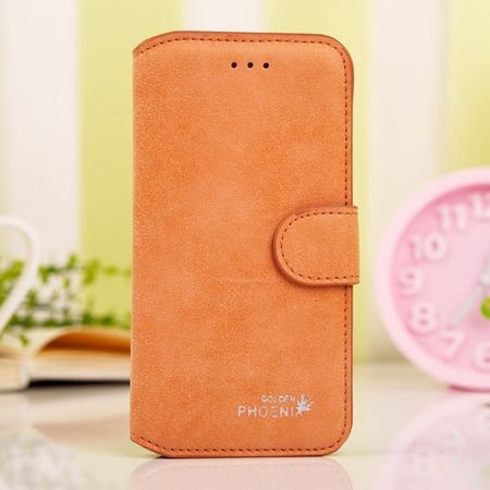 iPhone 6 Plus/6S Plus Trendiges Golden Phoenix Echtleder Case - orange