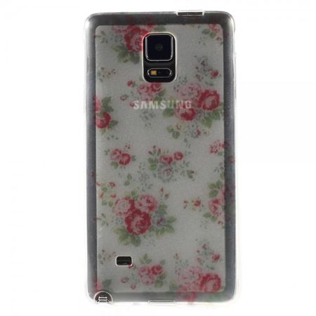 Samsung Galaxy Note 4 Elastisches Plastik Case mit pinken Blümchen