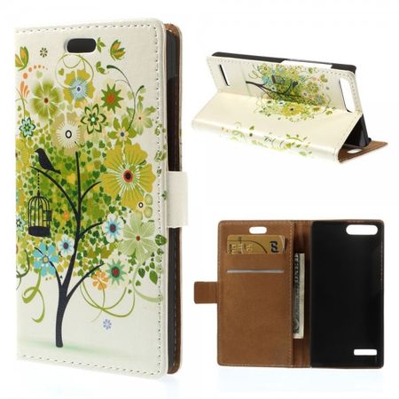 Huawei Ascend G6 Leder Case mit grünem Baum