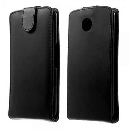 Motorola Nexus 6 Schlichtes, magnetisches Leder Case vertikal - schwarz
