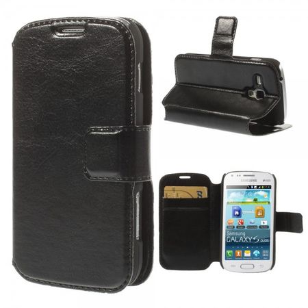 Samsung Galaxy S Duos Crazy Horse Leder Case mit Kreditkartenschlitz - schwarz