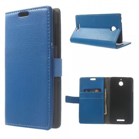 HTC Desire 510 Leder Case mit Litchimuster - blau