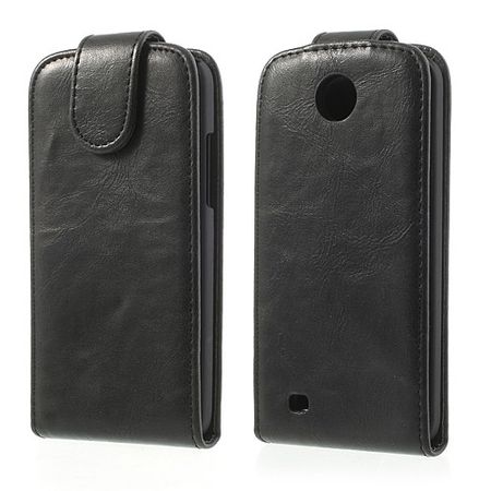 HTC Desire 300 Modisches Crazy Horse Leder Case - schwarz