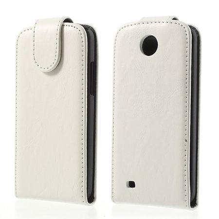 HTC Desire 300 Modisches Crazy Horse Leder Case - weiss