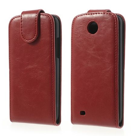 HTC Desire 300 Modisches Crazy Horse Leder Case - rot