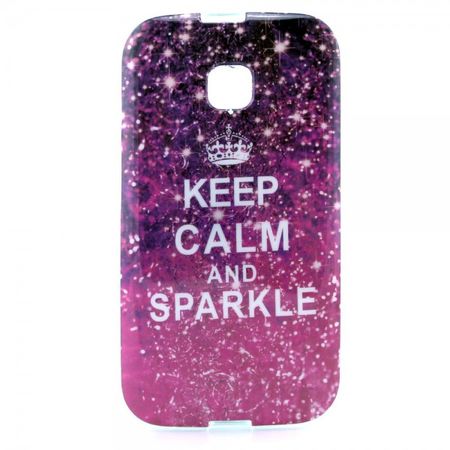 Motorola Moto E Elastisches Plastik Case mit Spruch Keep Calm and Sparkle