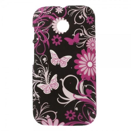 Motorola Moto E Hart Plastik Case mit Blumen und Schmetterlingen