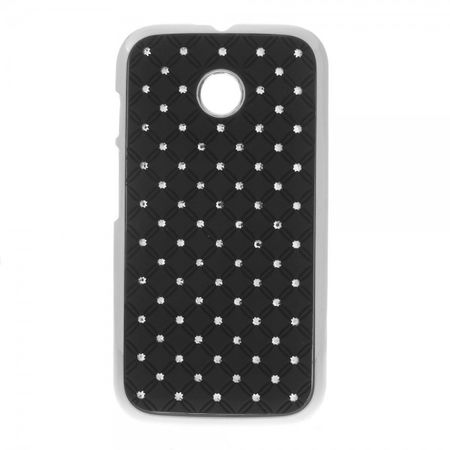 Motorola Moto E Hart Plastik Case mit Glitzersteinen - schwarz