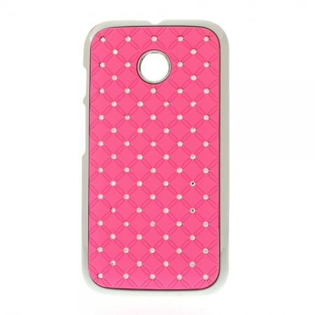 Motorola Moto E Hart Plastik Case mit Glitzersteinen - pink