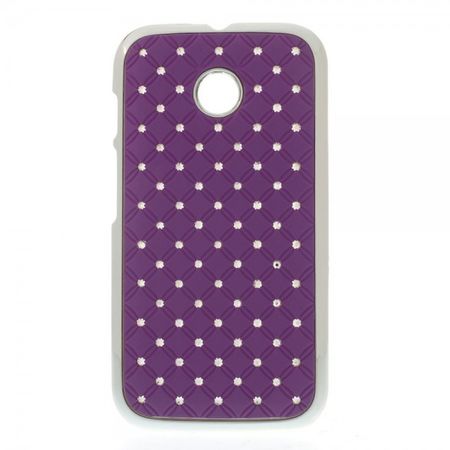 Motorola Moto E Hart Plastik Case mit Glitzersteinen - purpur