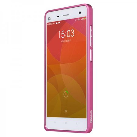 Xiaomi Mi4 Baseus Bumper mit leichtem Glanz und Aluminiumlegierung - pink