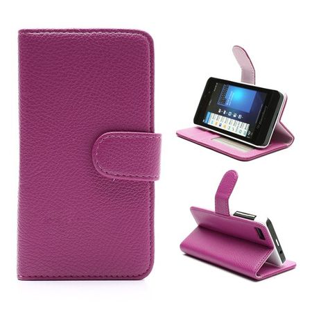 BlackBerry Z10 Leder Case mit Litchimuster und Standfunktion - pink/rosa