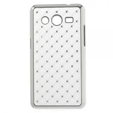 Samsung Galaxy Core 2 Hart Plastik Case mit Glitzersteinen - weiss