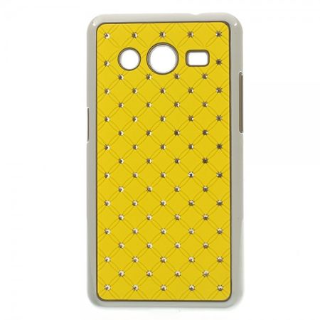 Samsung Galaxy Core 2 Hart Plastik Case mit Glitzersteinen - gelb