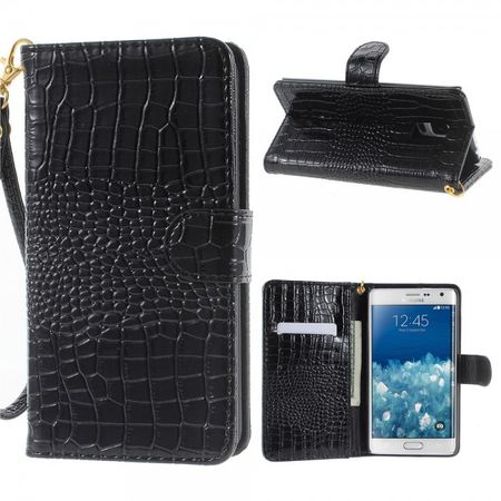 Samsung Galaxy Note Edge Magnetisches Leder Case mit Krokodilmuster - schwarz