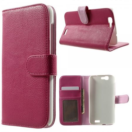 Huawei Ascend G7 Leder Case mit Litchitextur - rosa