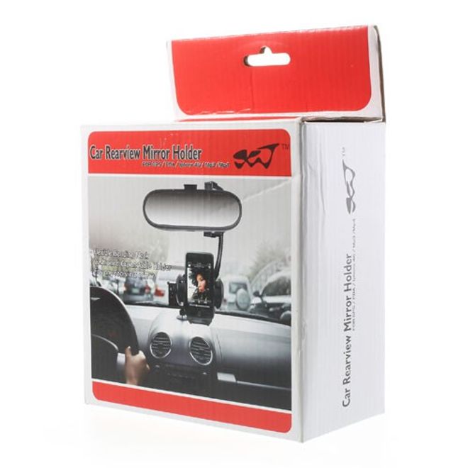 Universal Auto KFZ Halterung für den Rückspiegel 360° - für Smartphones (45  - 95 cm Breite) - schwarz
