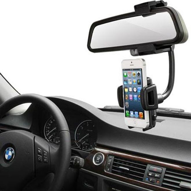 Universal Auto KFZ Halterung für den Rückspiegel 360° - für Smartphones (45  - 95 cm Breite) - schwarz