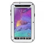 Samsung Galaxy Note 4 LOVE MEI Ultrarobustes Metall, Silikon und gehärtetes Glas Cover - weiss