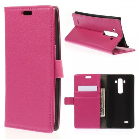 LG G Flex 2 Leder Case mit Litchimuster und Standfunktion - rosa