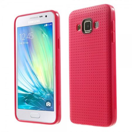 Samsung Galaxy A5 Elastisches Plastik Case mit Gittermuster - rosa