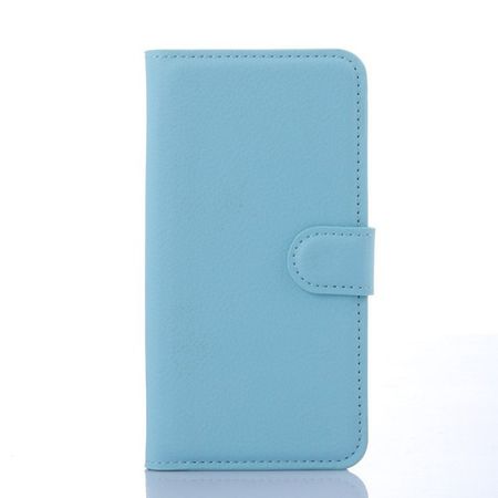 Samsung Galaxy S6 Leder Case mit Litchimuster mit Standfunktion - blau