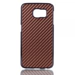 Samsung Galaxy S6 Lederartiges Plastik Case mit Karbonmuster - braun