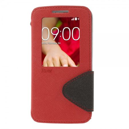 LG G2 Mini Roar Korea Leder Case mit mittelgrossem Fenster - rot