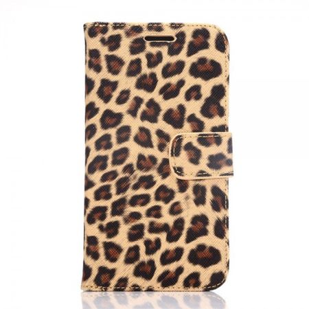 Samsung Galaxy S6 Schlichtes Leder Case mit Leopardenmuster - braun