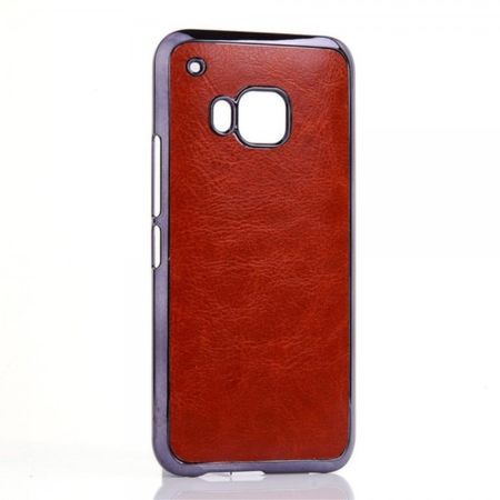 HTC One (M9) Hart Plastik Case mit lederartiger Oberfläche - braun