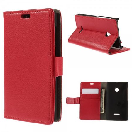 Microsoft Lumia 532/532 Dual Leder Case mit Litchimuster - rot