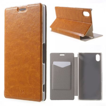 Sony Xperia M4 Aqua Leder Case mit Kreditkartenschlitz - orange