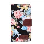 Sony Xperia Z4 Leder Case mit schönen Blumen - schwarz